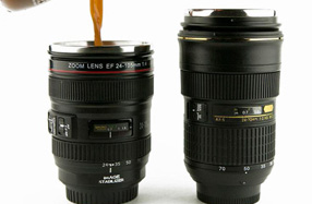 Tazas y termos replicas exactas de Objetivos Canon y Nikon