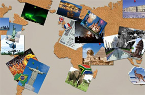 Mapa de corcho silueteado