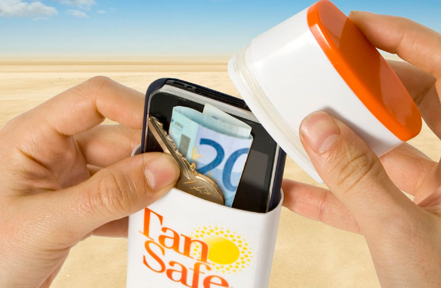 Bronceador anti-robo para la playa