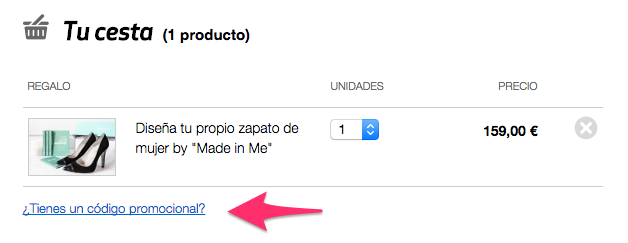 Dónde introducir tu código promocional