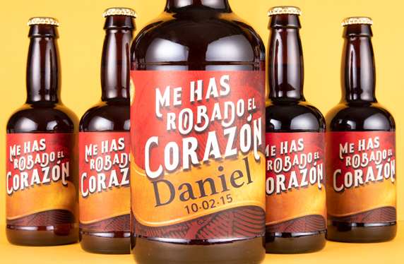 Pack de cervezas personalizadas. Modelo Corazón