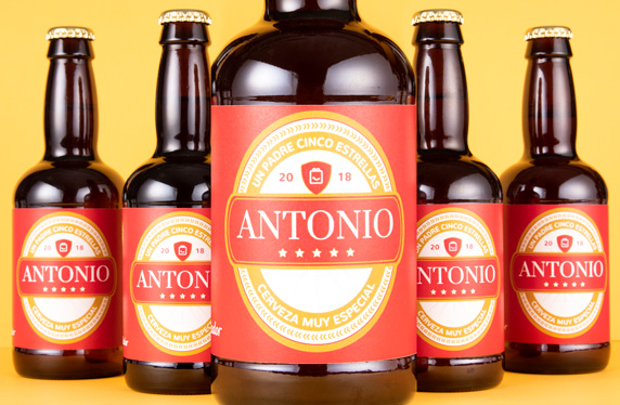 Pack de cervezas personalizables. Modelo Cinco Estrellas