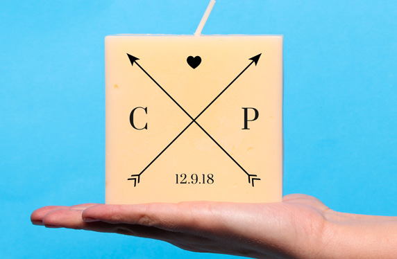 Vela personalizada. Modelo: Tú y yo