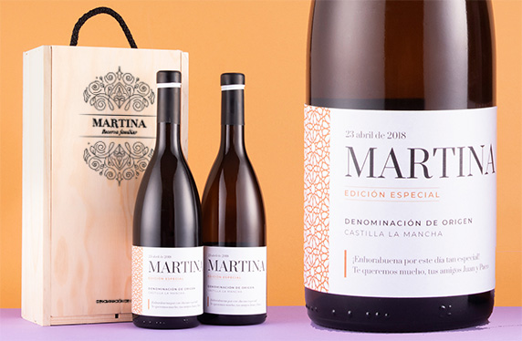 Vino blanco personalizado modelo mosaico