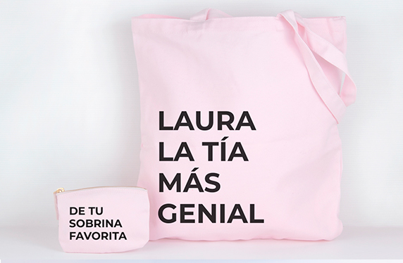 Bolso y monedero con texto personalizado