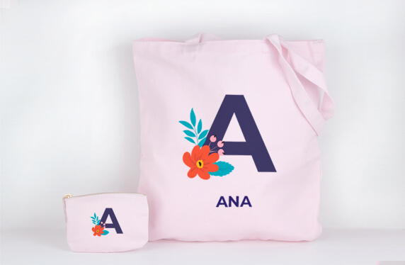Bolso y monedero con tu inicial, personalizado