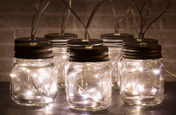 Set de tarros con luz