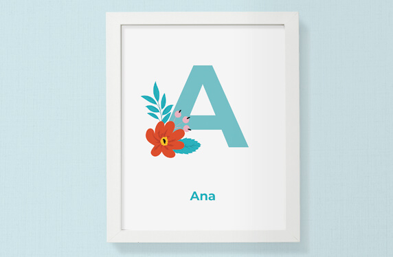 Lámina personalizada inicial con flor