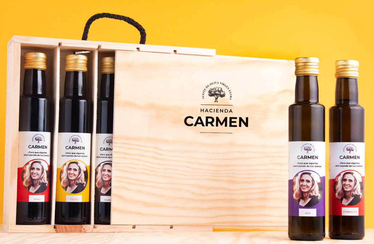 Pack gourmet de aceites personalizados con foto | Regalador.com