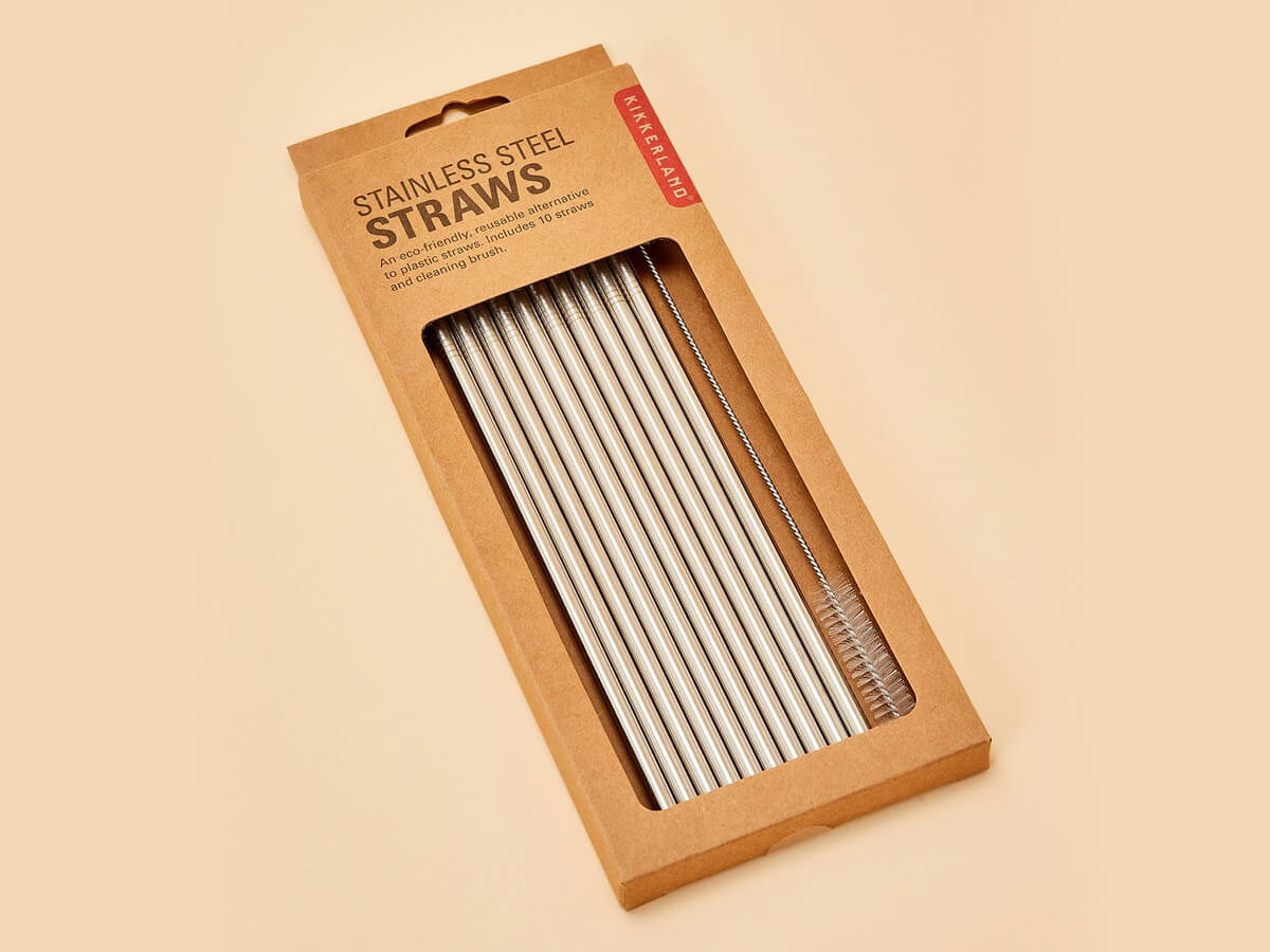 Set de 10 pajitas de acero, para cuidar el planeta