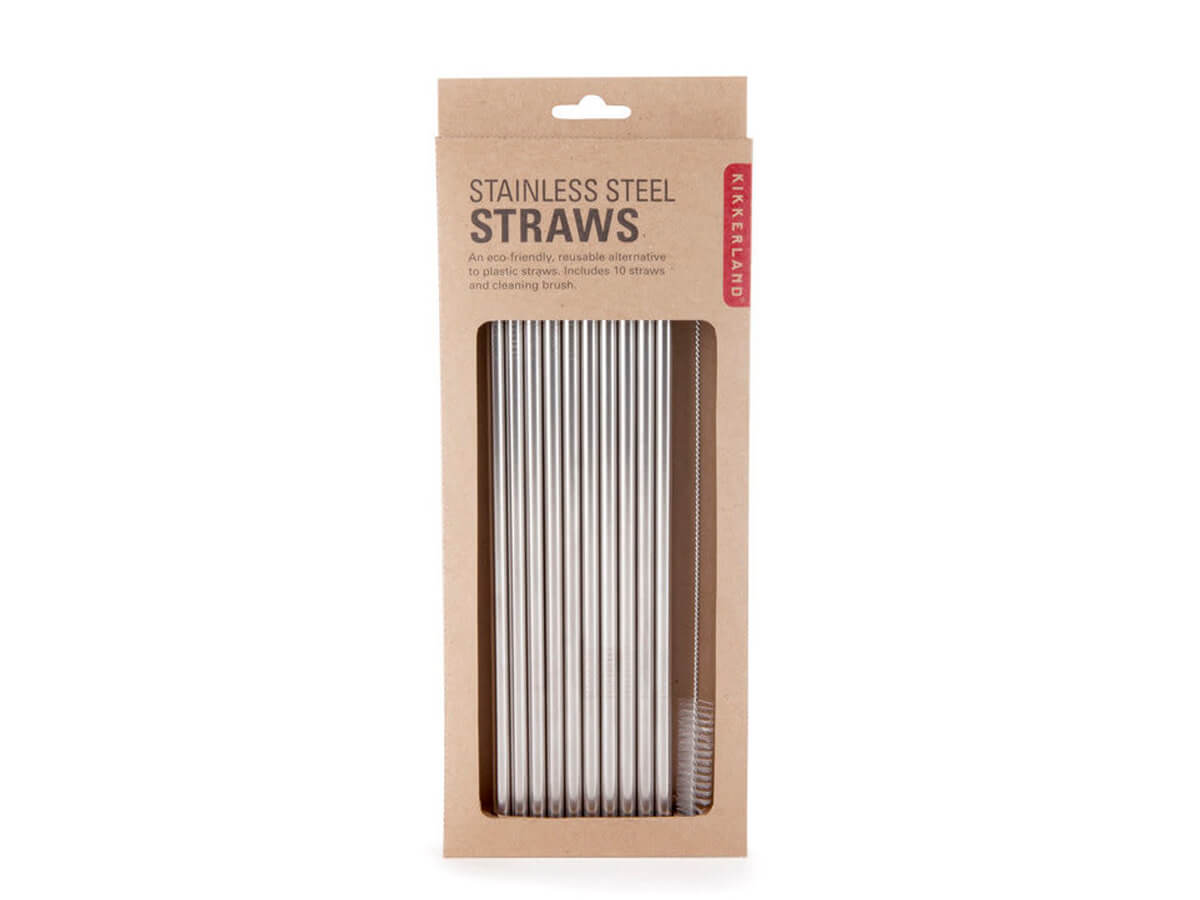 Set de 10 pajitas de acero, para cuidar el planeta