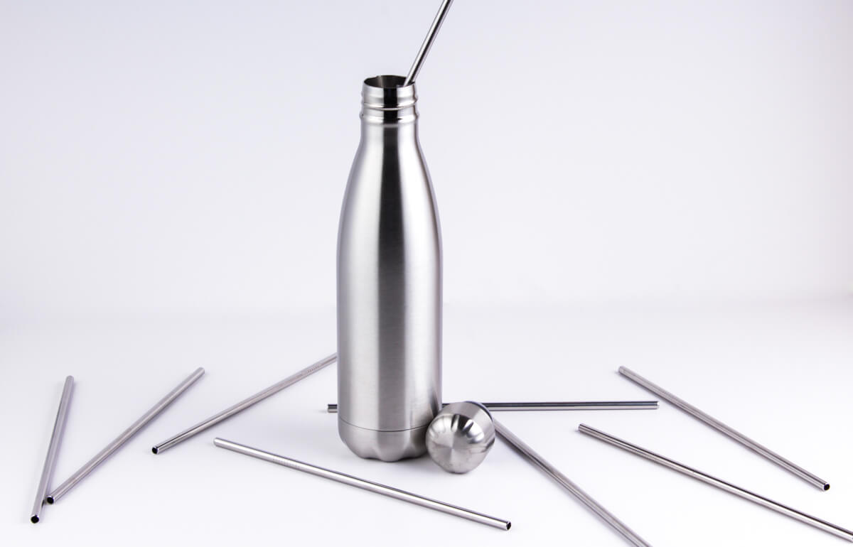 Set de 10 pajitas de acero, para cuidar el planeta