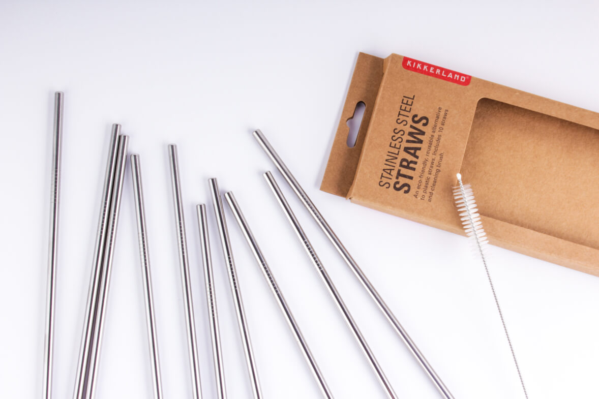 Set de 10 pajitas de acero, para cuidar el planeta