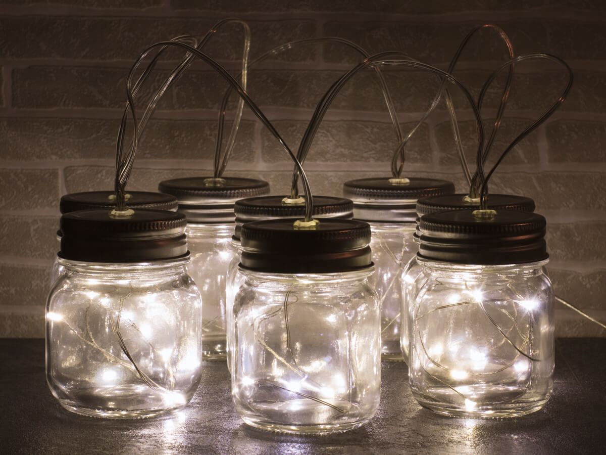 Set de tarros con luz