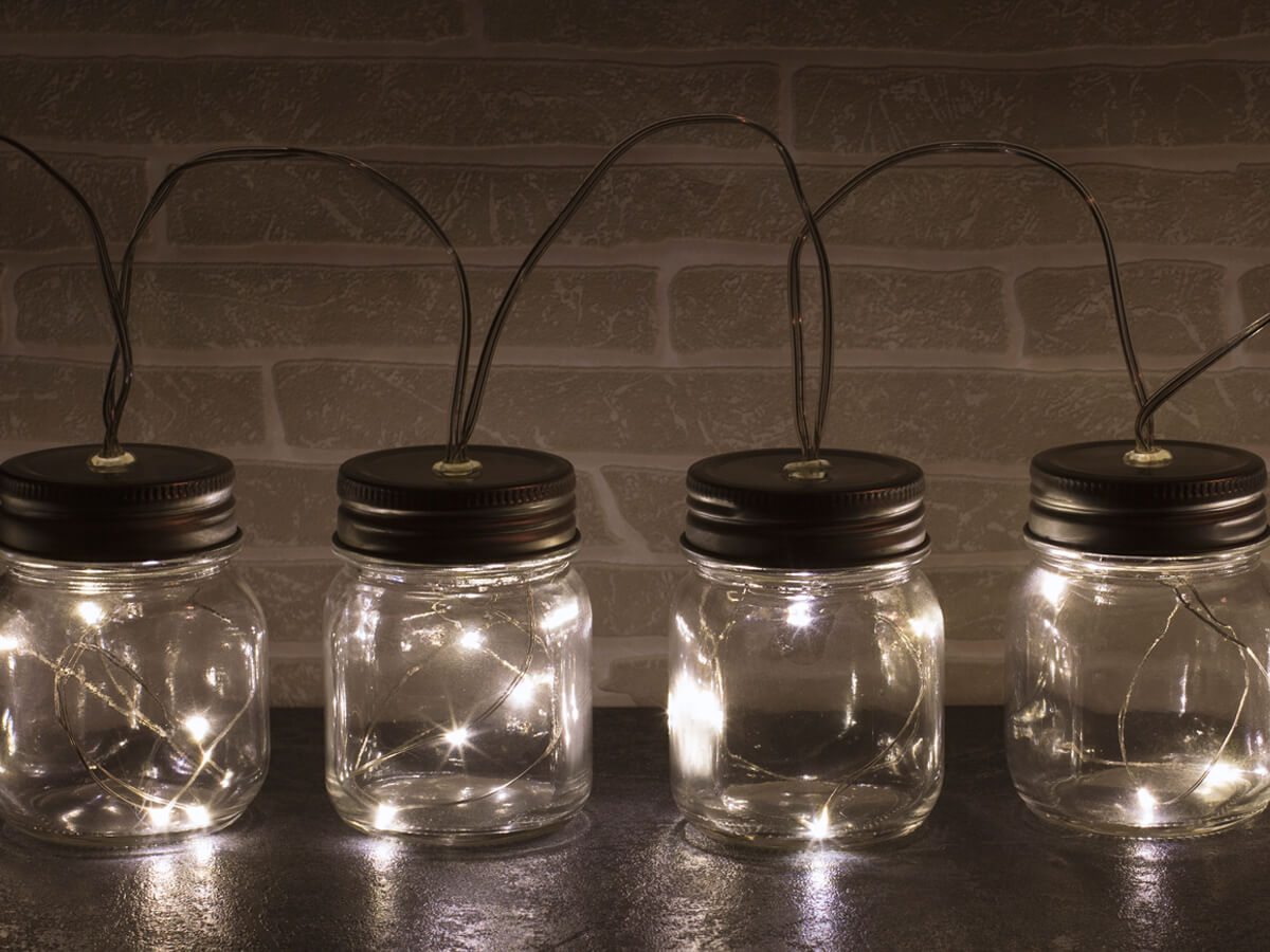 Set de tarros con luz