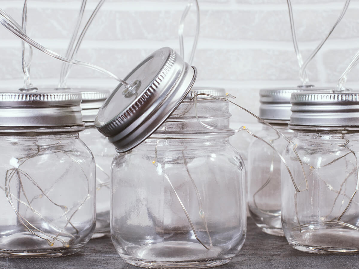 Set de tarros con luz