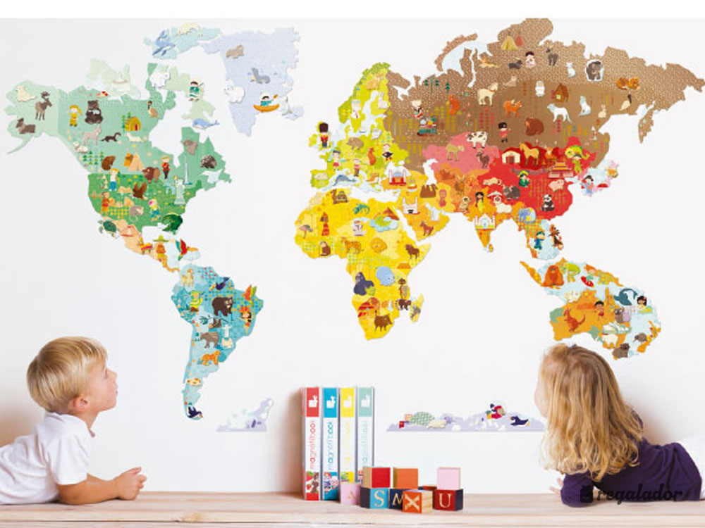 Mural imantado del mundo para conocer los animales