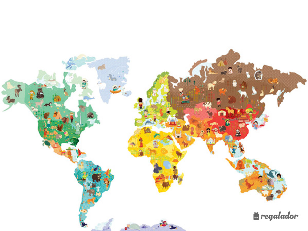 Mural imantado del mundo para conocer los animales