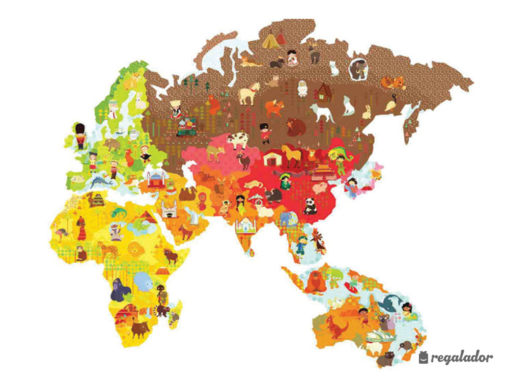 Mural imantado del mundo para conocer los animales