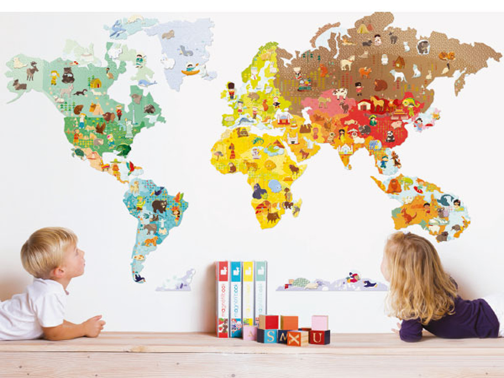 Mural imantado del mundo para conocer los animales