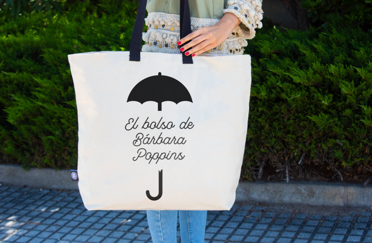 Maxibolso personalizado con el paraguas de la Srta Poppins