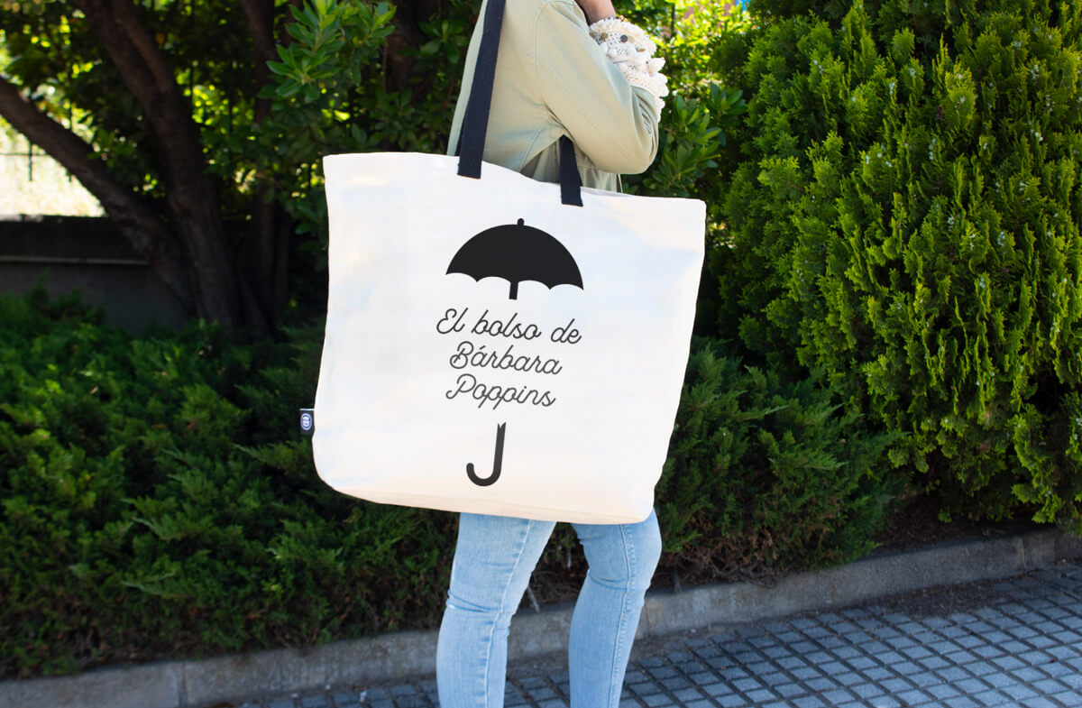 Maxibolso personalizado con el paraguas de la Srta Poppins