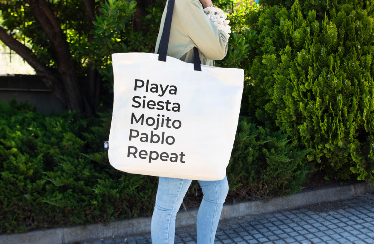 Maxibolso personalizado con texto